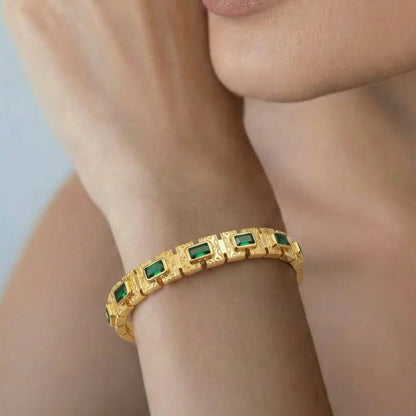 Emerald Regal Engraved Bangle