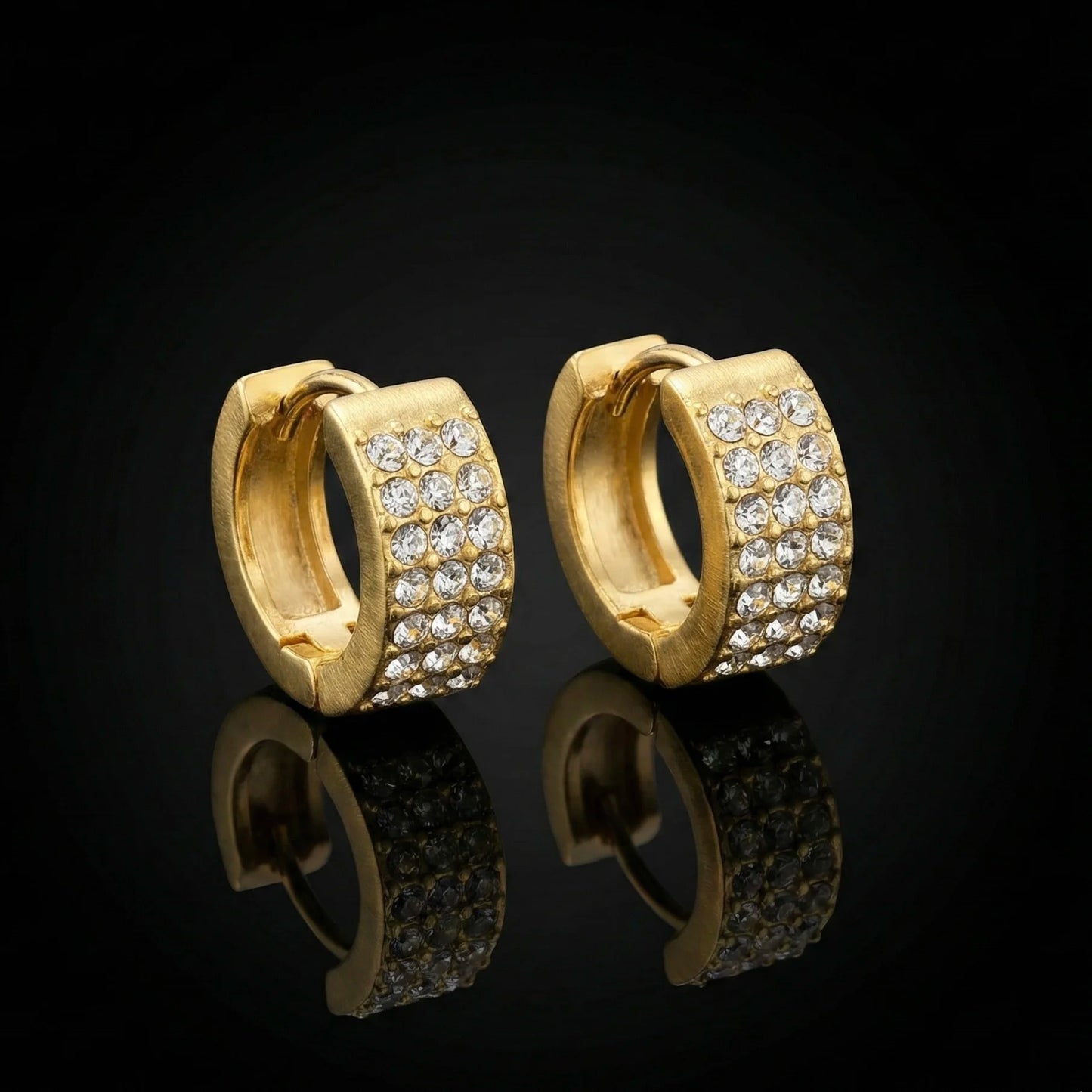 18KT Gold Plated Sparkling Huggie Earrings