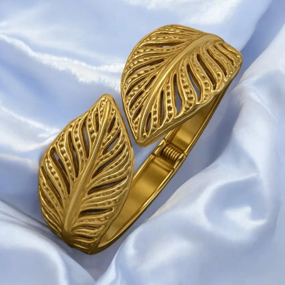 Golden Leaf Embrace Bracelet Cuff