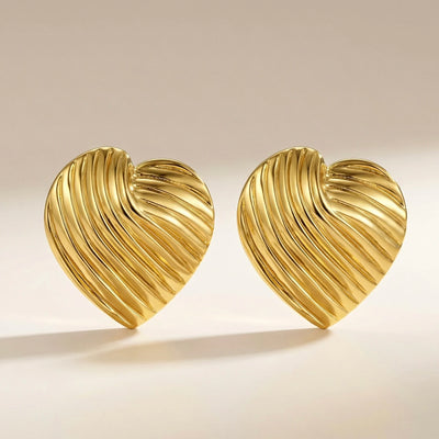18KT Gold Plated Heart Studs