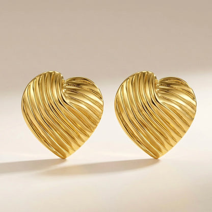 18KT Gold Plated Heart Studs