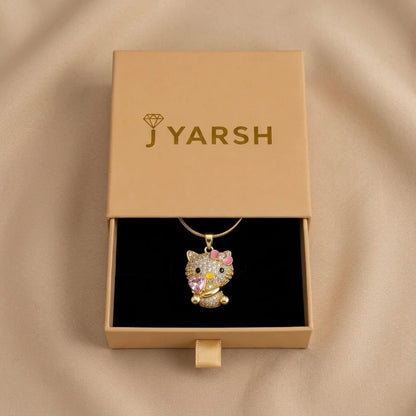 18Kt Gold Plated CZ Kitty Pendant Necklace