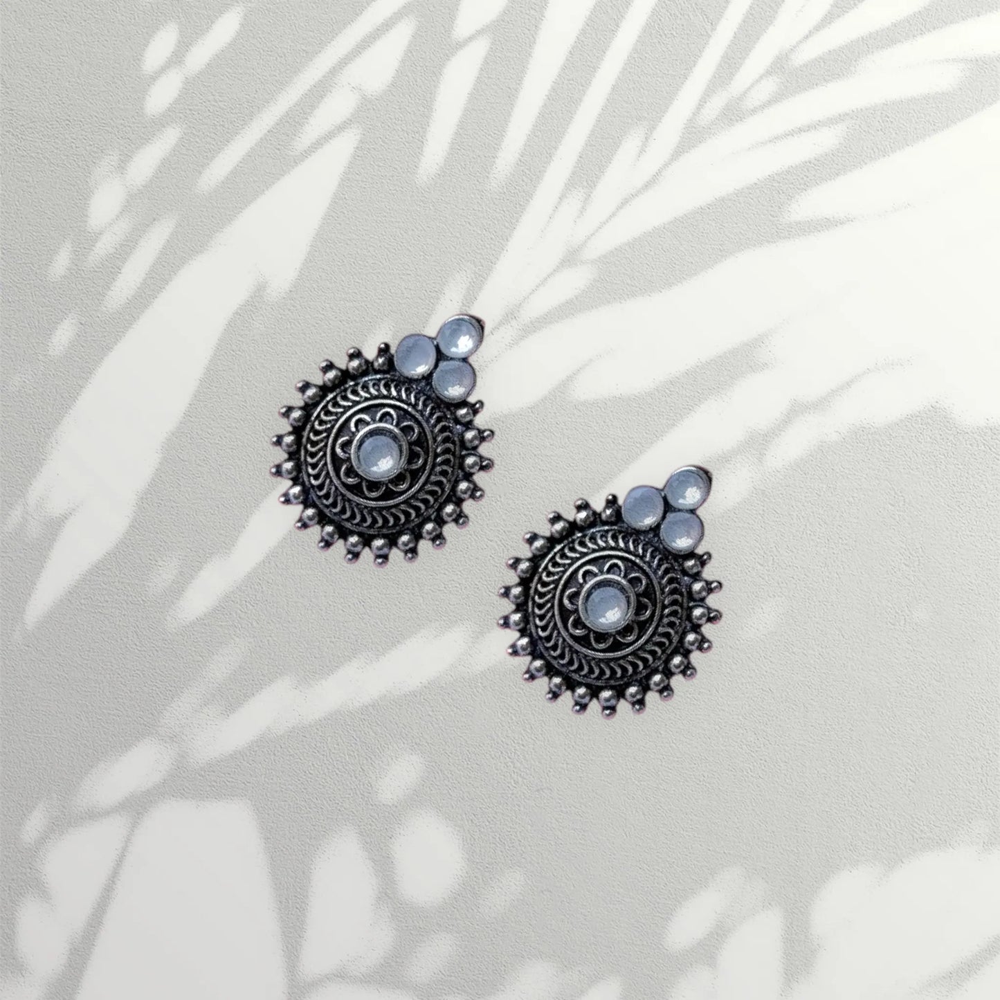 JH Vintage Black Oxidised Stud Earrings