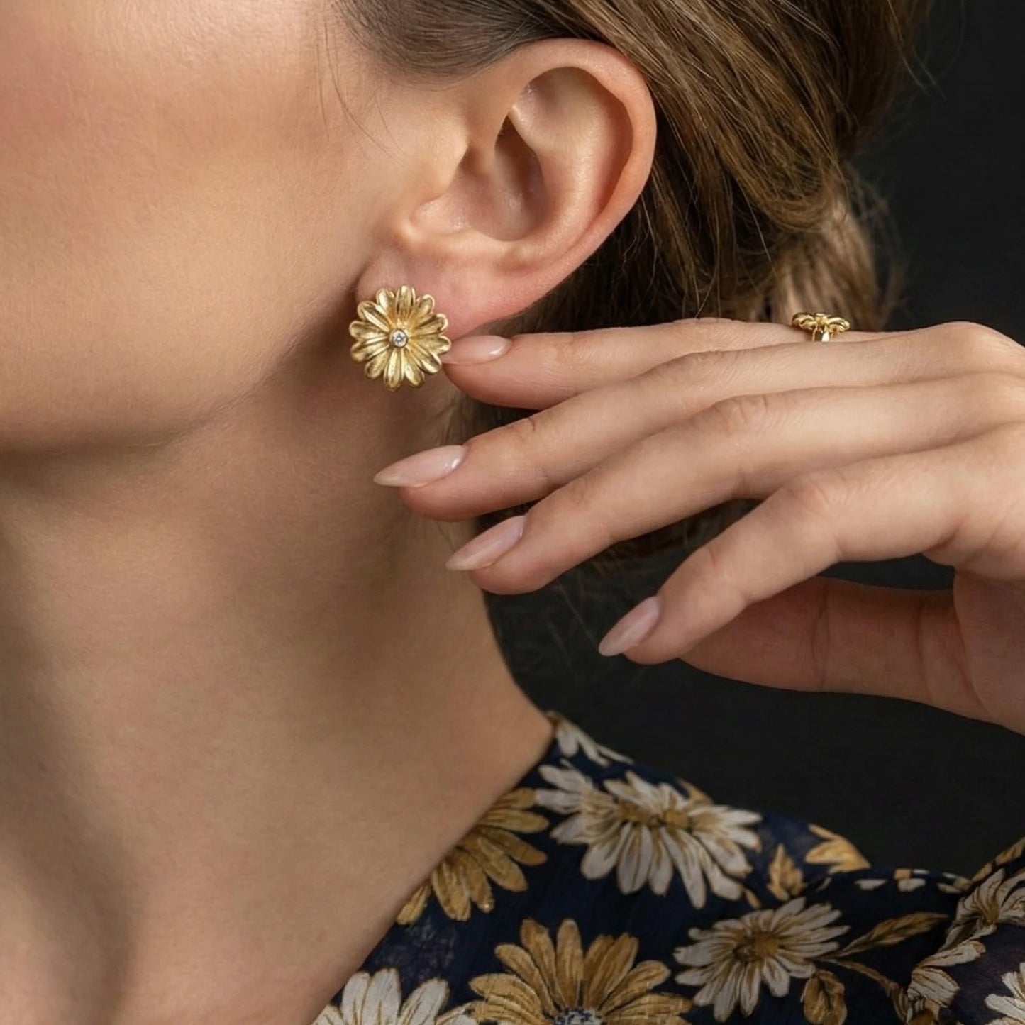 18KT Gold Plated Floral Luxe Stud Earrings