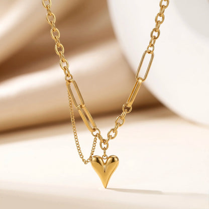 18Kt Gold Plated Modern Heart Pendant Necklace