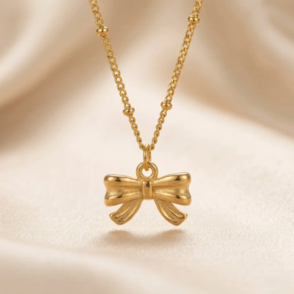 18Kt Gold Plated Cute Bow Chain Necklace