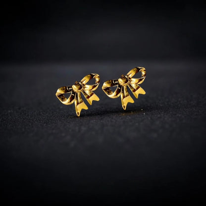 Golden Bow Charm Studs 18K Gold Plated