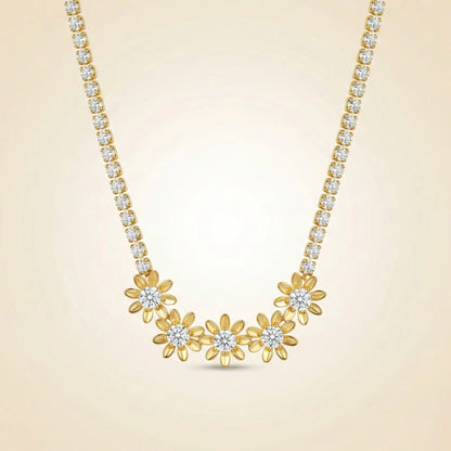 18Kt Gold Plated CZ Blossom Necklace