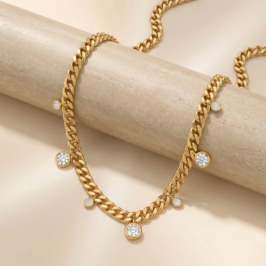 18Kt Gold Plated Crystal Drop Statement Necklace