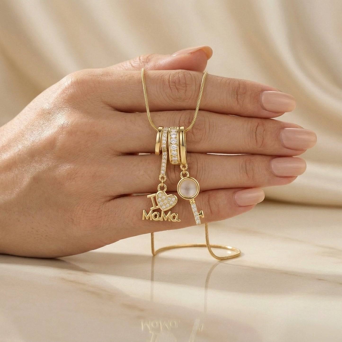 18Kt Gold Plated Love for Mom Charm Necklace