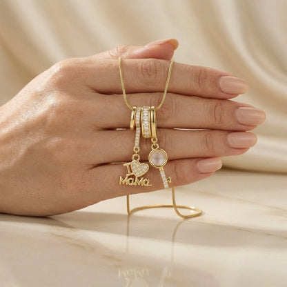 18Kt Gold Plated Love for Mom Charm Necklace
