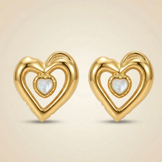 18KT Gold Plated Bold Love Drop Earrings – Anti-Tarnish Romance Look