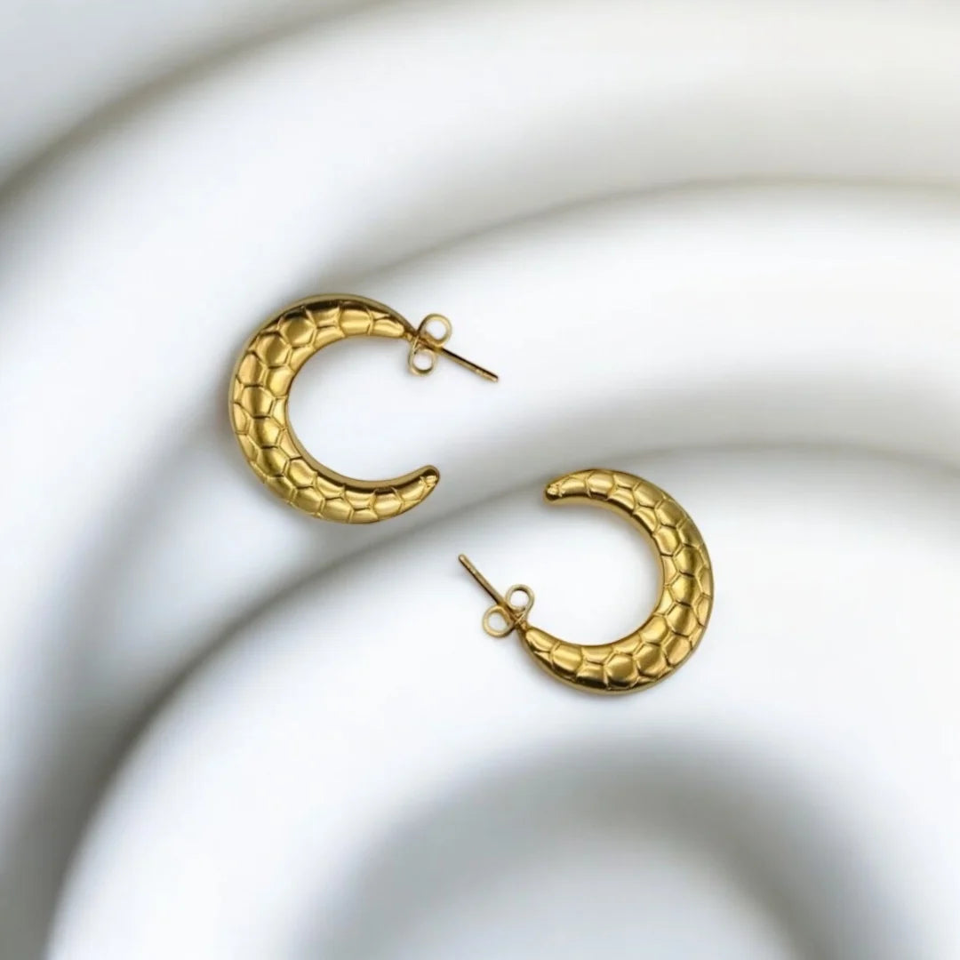 Statement C-Shape Hoops 18K Gold Plated | Anti-Tarnish