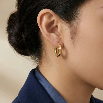 18KT Gold Plated Honeycomb Luxe Hoops