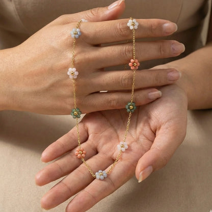18KT Gold Plated Rainbow Blossom Floral Chain