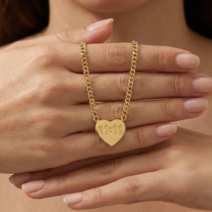 18KT Gold Plated 11:11 Wishmaker Heart Necklace
