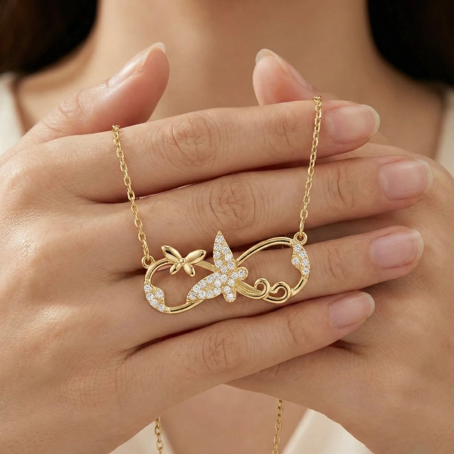 18KT Gold Plated Infinity Butterfly Sparkle Necklace