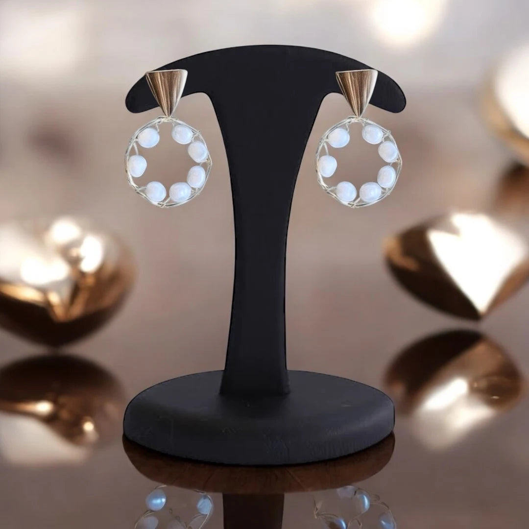 JH Coastal Hoop Pearl Earrings