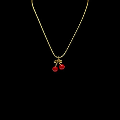 Playful Cherry Drop Pendant Necklace