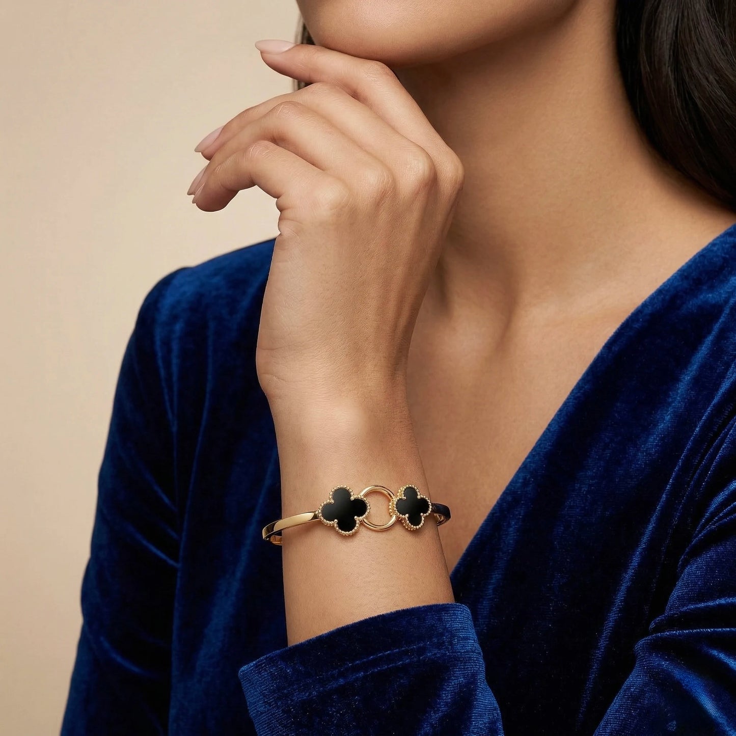 18Kt Gold Plated Double Clover Charm Bracelet