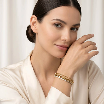 18Kt Gold Plated Triple Layer Chain Bracelet