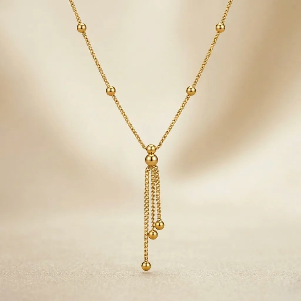 18Kt Gold Plated Beaded Y-Drop Necklace