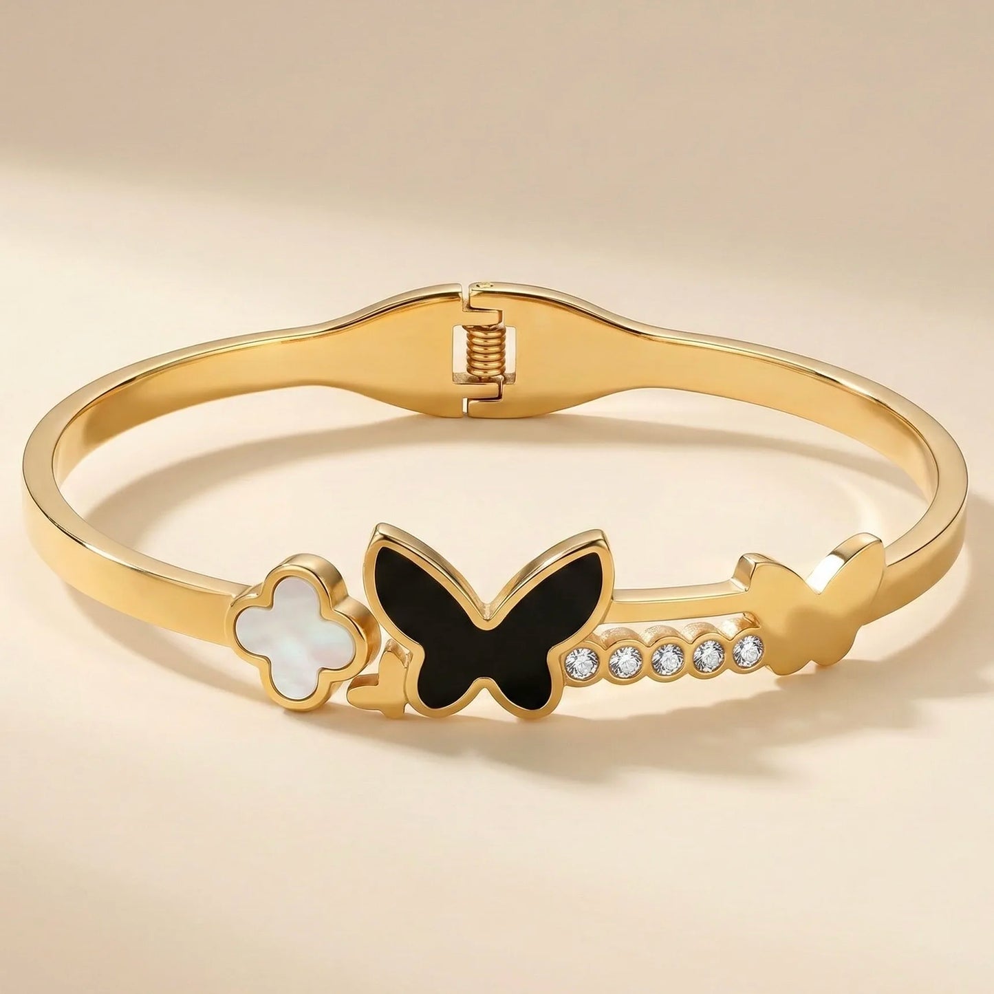 Butterfly Clover Charm Bangle