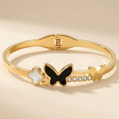 Butterfly Clover Charm Bangle