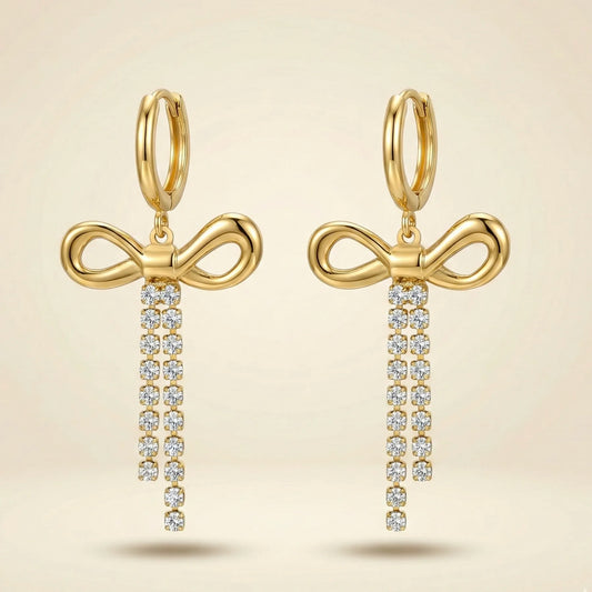 18KT Gold Plated Bow Sparkle Drops