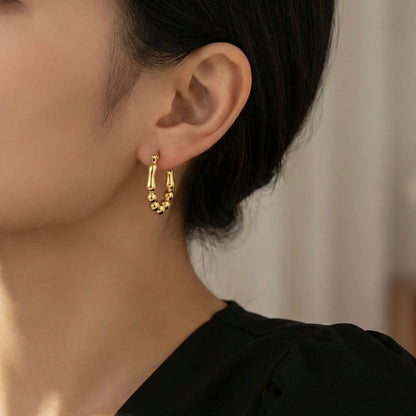 18KT Gold Plated Chunky Bead Hoops