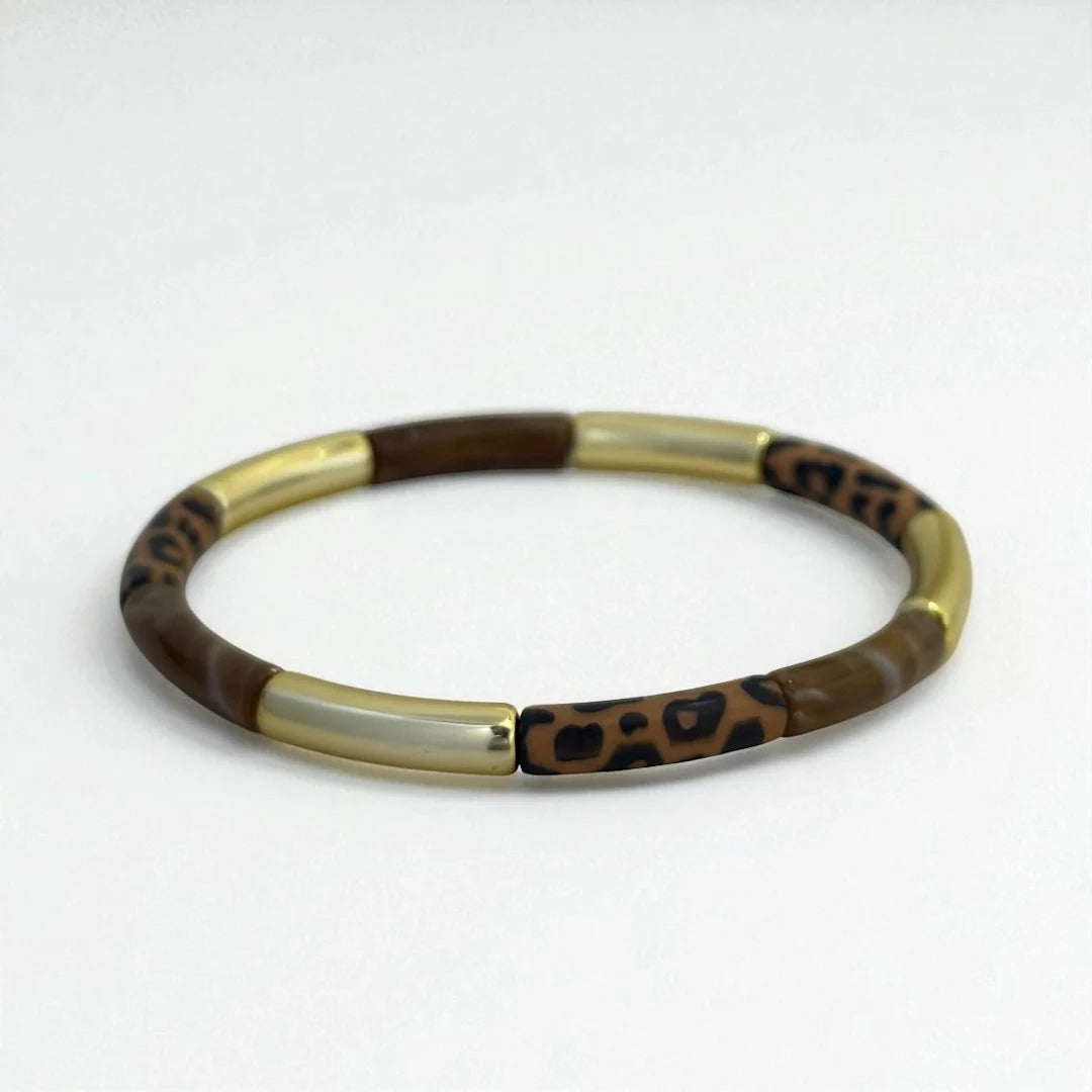 Leopard Print Acrylic Resin Gold Fusion