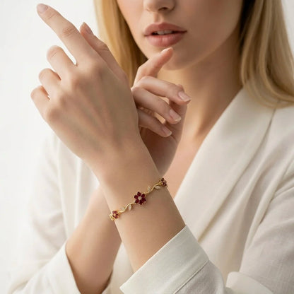 18Kt Gold Plated Crystal Flower Vine Bracelet