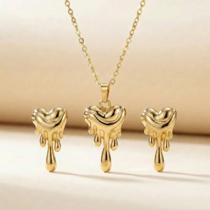 18KT Gold Plated Melt My Heart Necklace Combo