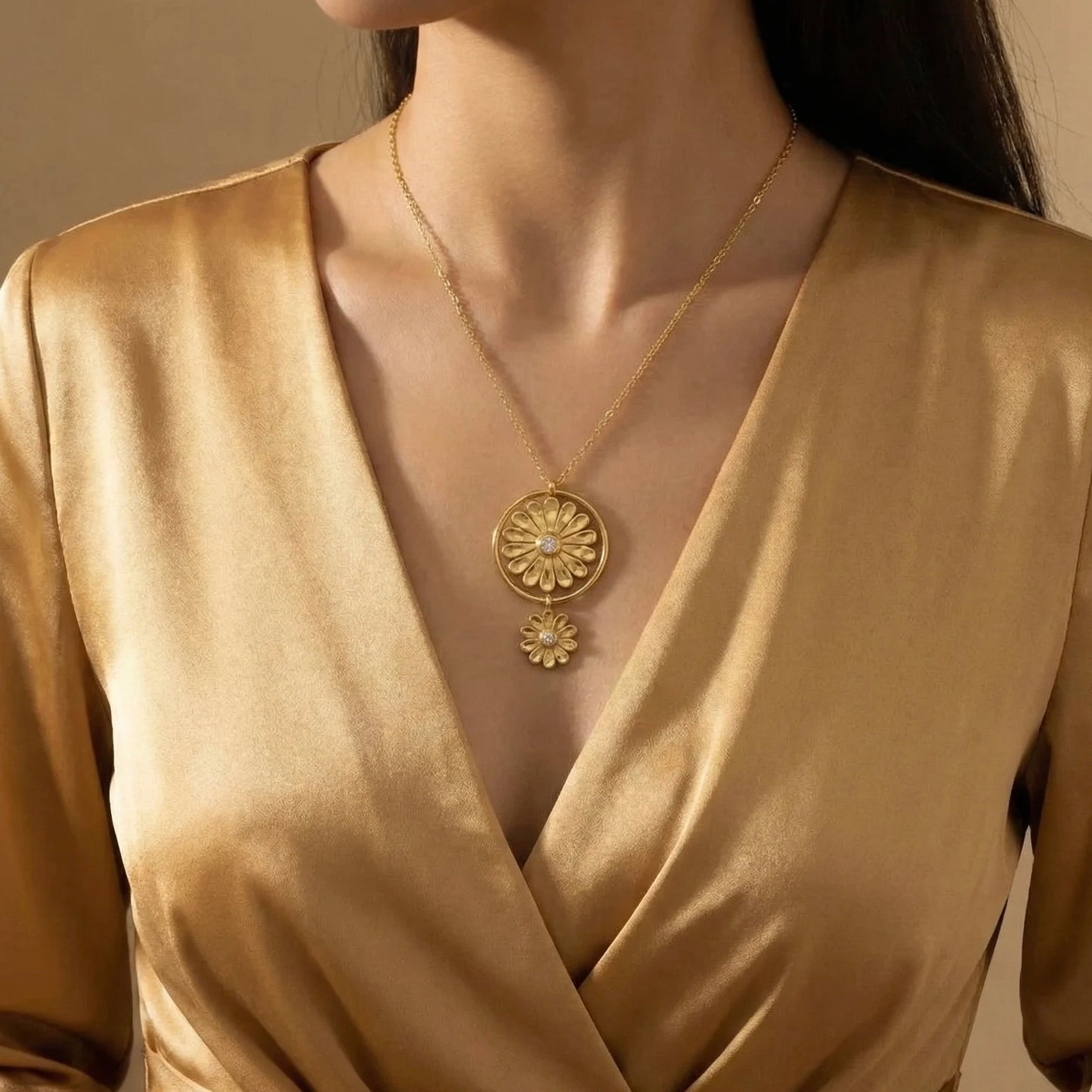 18KT Gold Plated Floral Luxe Drop
