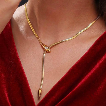 18Kt Gold Plated Snake Chain Y Drop Necklace