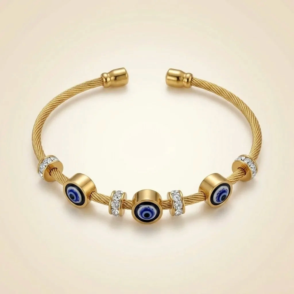 18KT Gold Plated Evil Eye Cable Bracelet