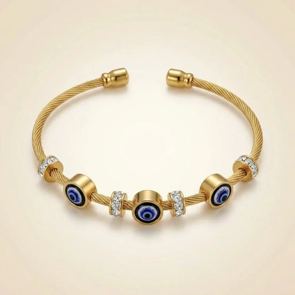 18KT Gold Plated Evil Eye Cable Bracelet