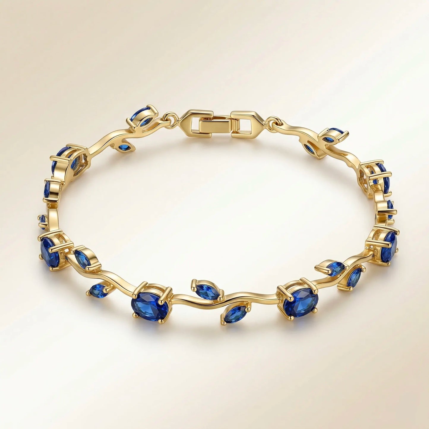 18Kt Gold Plated Blue Stone tulip Bracelet
