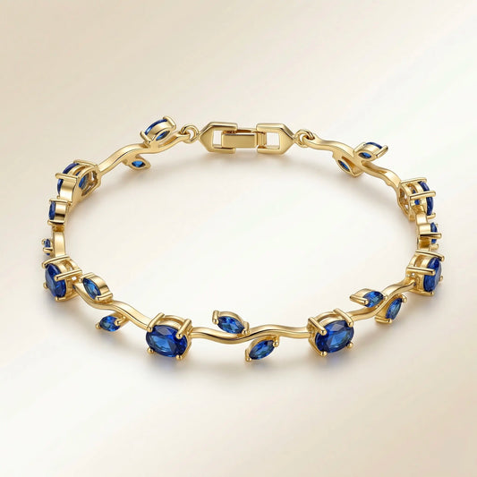 18Kt Gold Plated Blue Stone tulip Bracelet