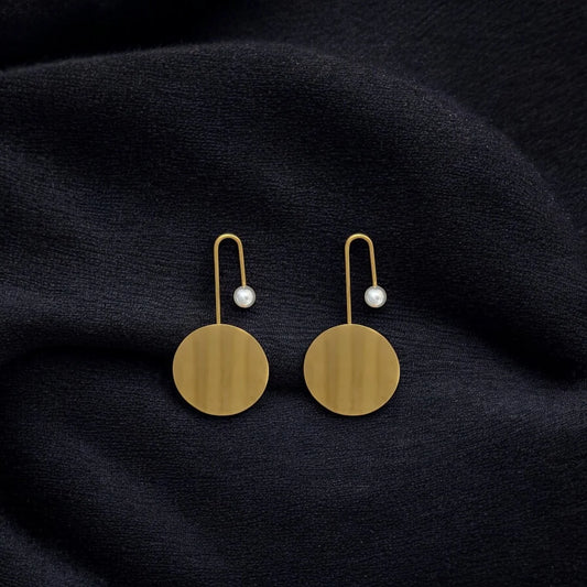 18KT Gold Plated Pearl Hook Drop Earrings