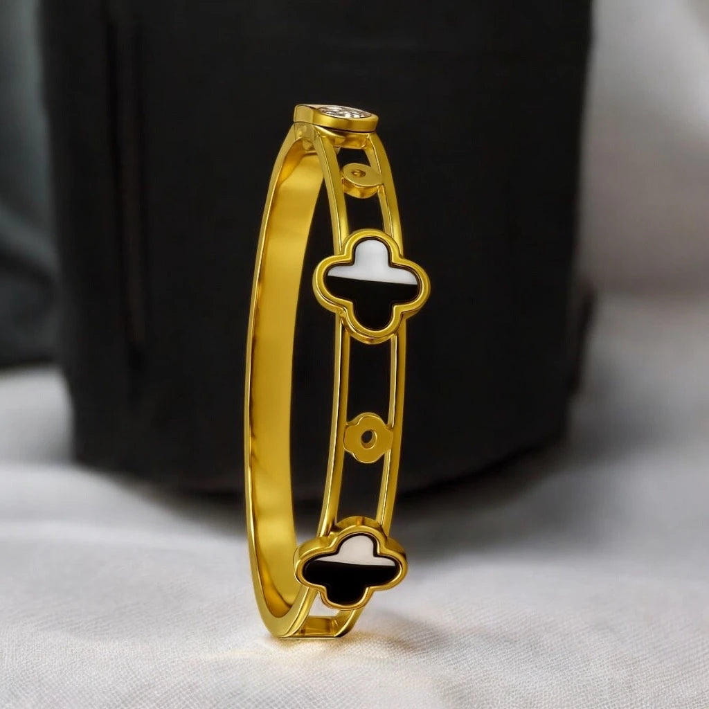 Dual Tone Clover Charm Bracelet