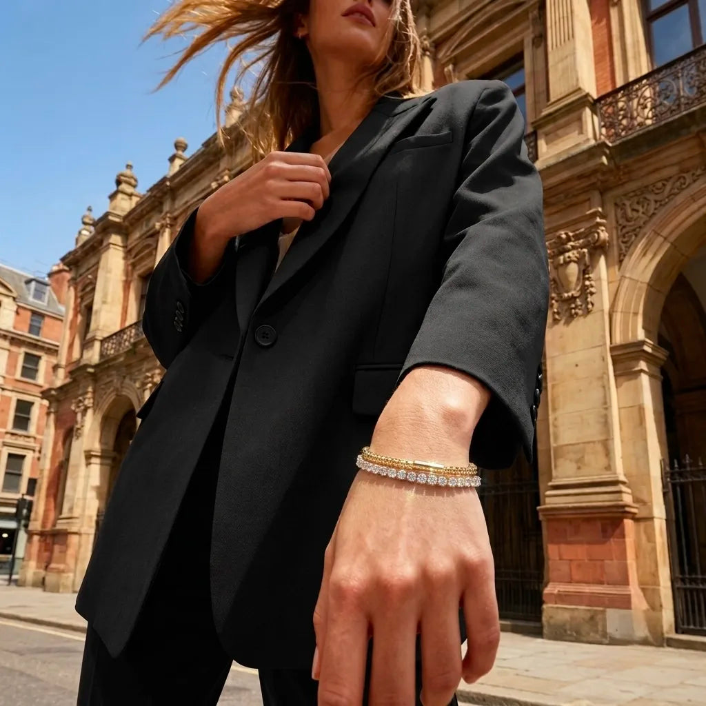 18Kt Gold Plated Double Layer Tennis Bracelet