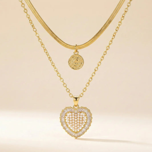 18KT Gold Plated Heart of Royalty Layered Necklace
