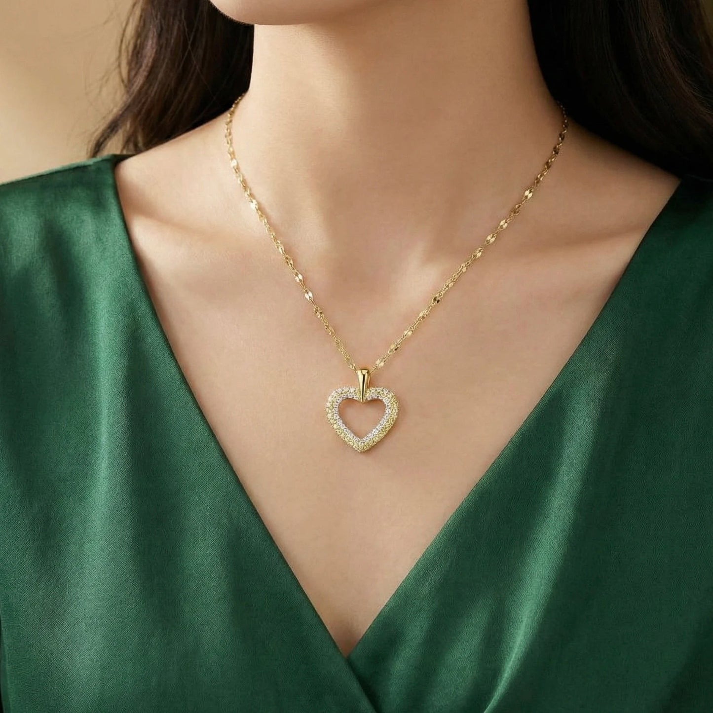 18KT Gold Plated Sparklecore Heart Necklace