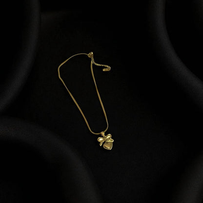 Elegant Bow Heart Pendant Chain