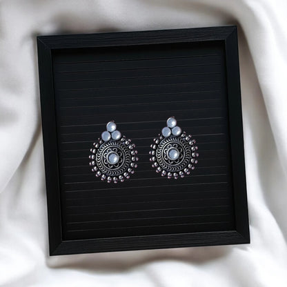 JH Vintage Black Oxidised Stud Earrings