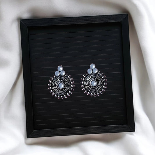 JH Vintage Black Oxidised Stud Earrings