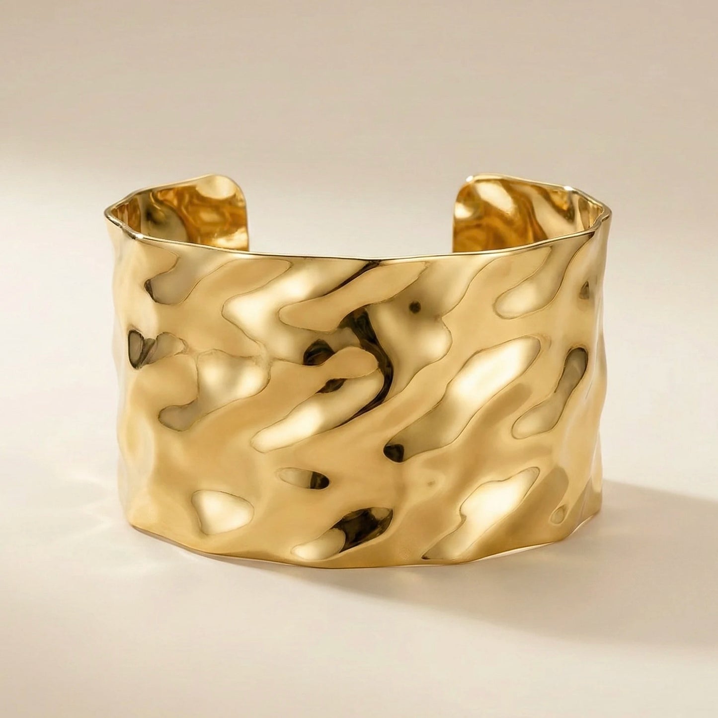 Bold Hammered Gold Bracelet Cuff