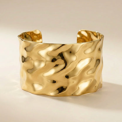 Bold Hammered Gold Bracelet Cuff