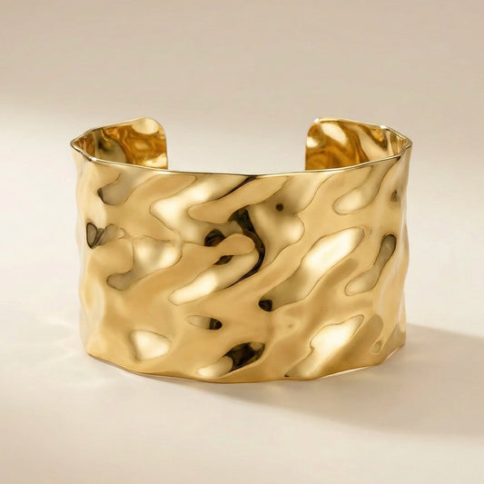 Bold Hammered Gold Bracelet Cuff